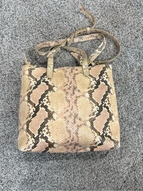 Madewell The Zip-Top Transport Snake Embossed Leather Crossbody Bag Top Handle